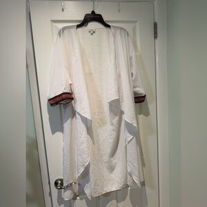 LuLaRoe Cream Kimono with Multicolor Trim